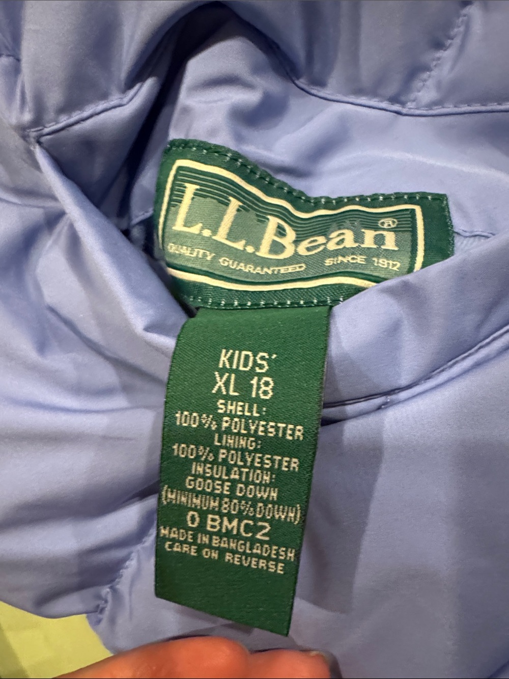 L.L. Bean Kids Light Purple REVERSIBLE Puffer Vest with Lime Inside - Picture 7 of 9